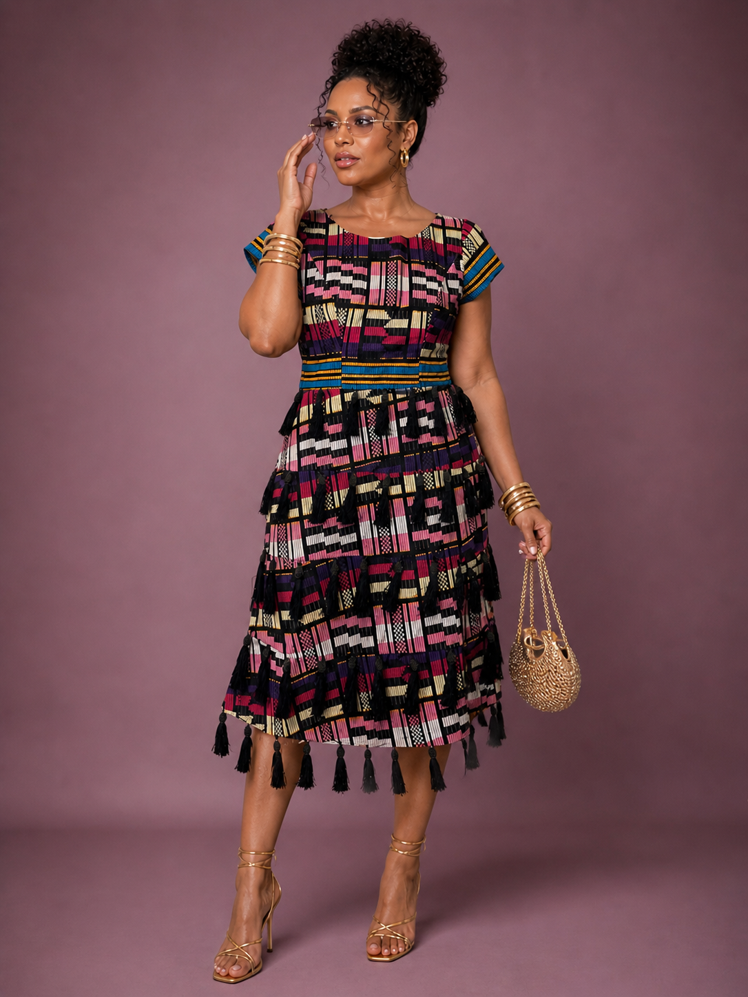 23289832-CD1E-48A6-9F44-93DAE9C5ACFC Estelle Tassel Dress with Cap Sleeves - Image 1