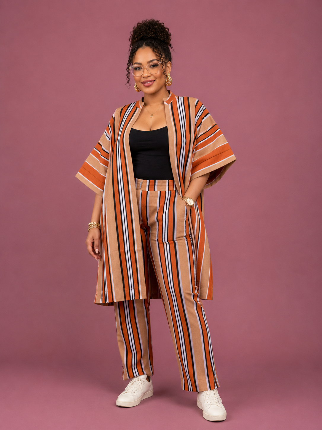 C8696E4F-B1BB-4C54-BCB3-0B3E102AE275 Billy Aso Oke Kimono & Pant Set - Image 1